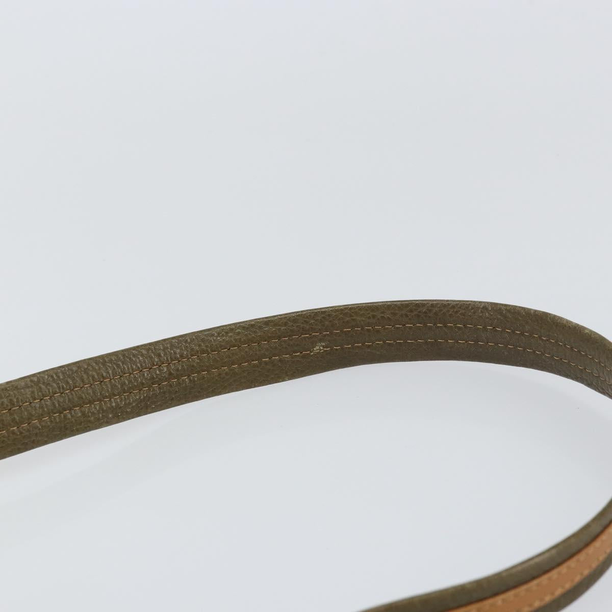 CELINE Shoulder Bag Leather Khaki Gold Auth BA8678