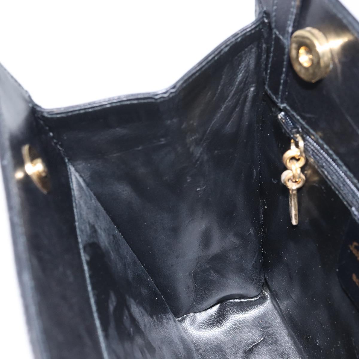 Salvatore Ferragamo Shoulder Bag Leather Black Gold Auth BA8682