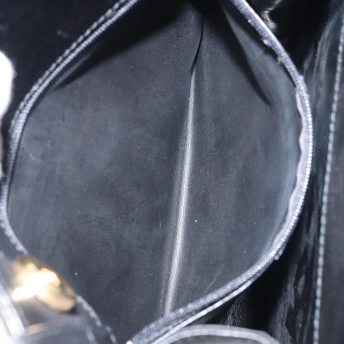 Salvatore Ferragamo Shoulder Bag Leather Black Gold Auth BA8682