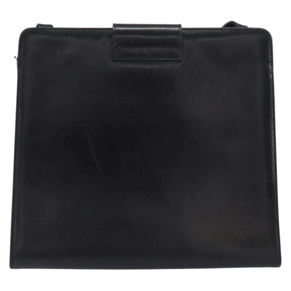 Salvatore Ferragamo Shoulder Bag Leather Black Gold Auth BA8682