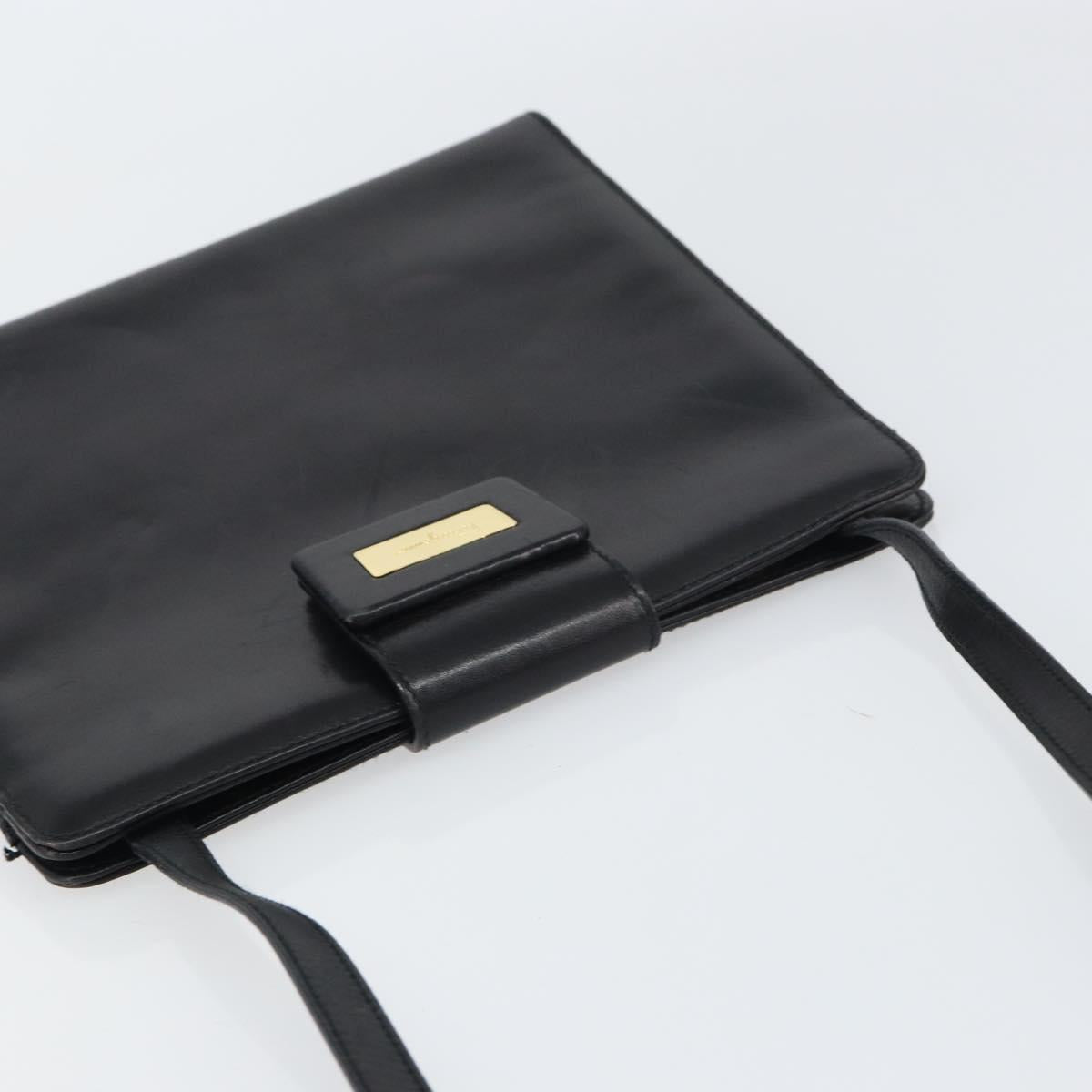 Salvatore Ferragamo Shoulder Bag Leather Black Gold Auth BA8682
