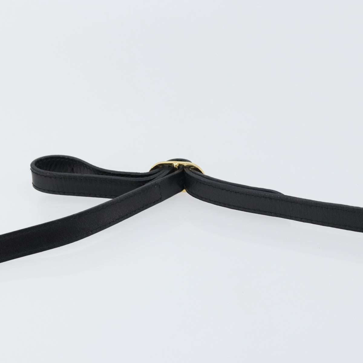 Salvatore Ferragamo Shoulder Bag Leather Black Gold Auth BA8682