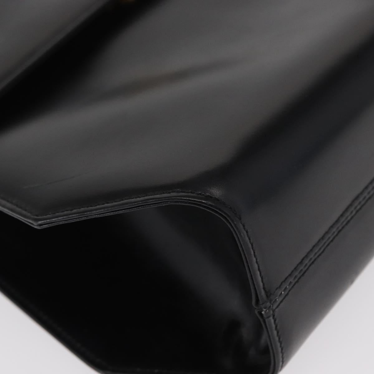 Salvatore Ferragamo Gancini Shoulder Bag Leather Black Gold Auth BA8683