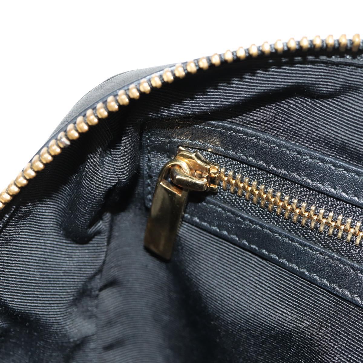 Salvatore Ferragamo Gancini Chain Hand Bag Leather Black Gold Auth BA8686V