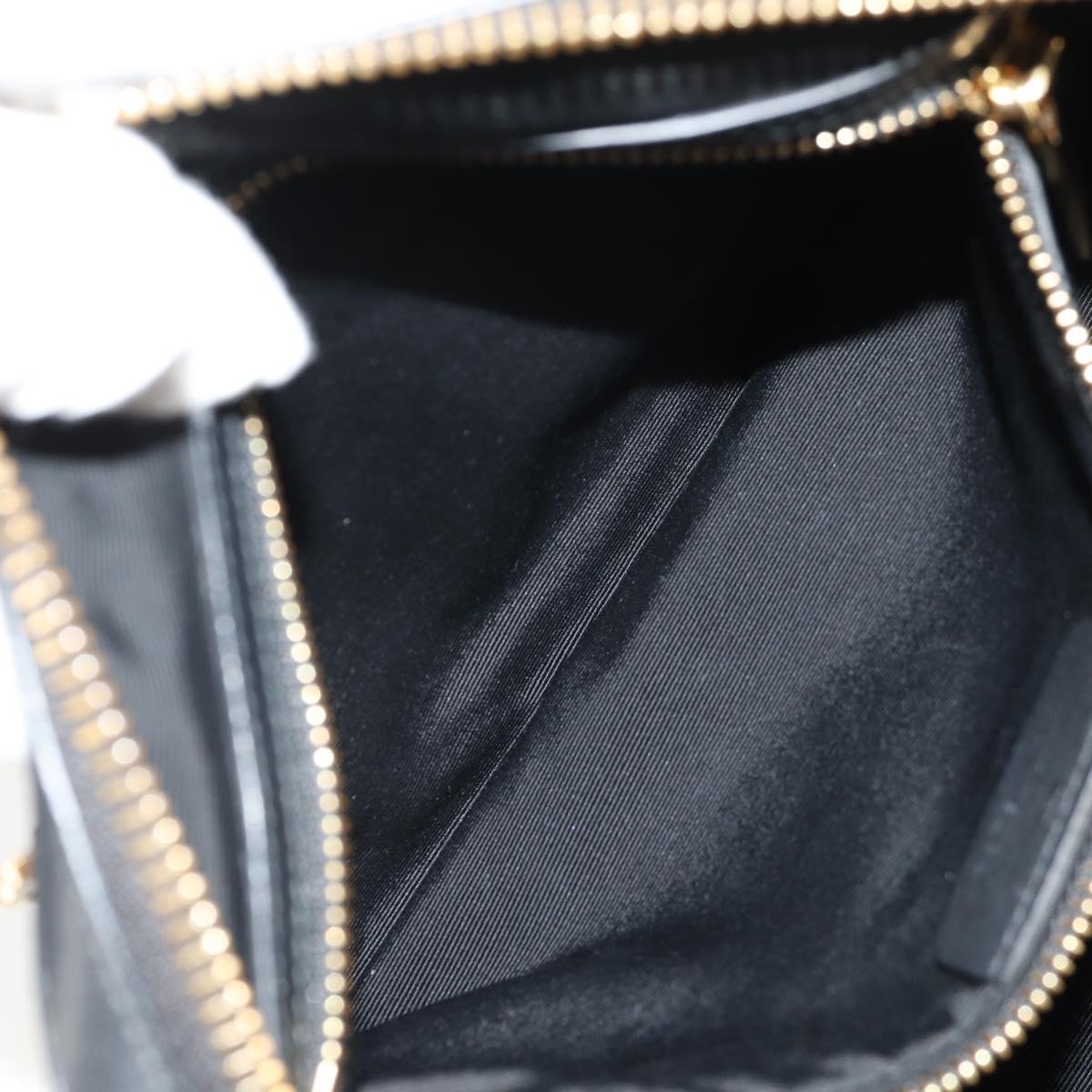 Salvatore Ferragamo Gancini Chain Hand Bag Leather Black Gold Auth BA8686V