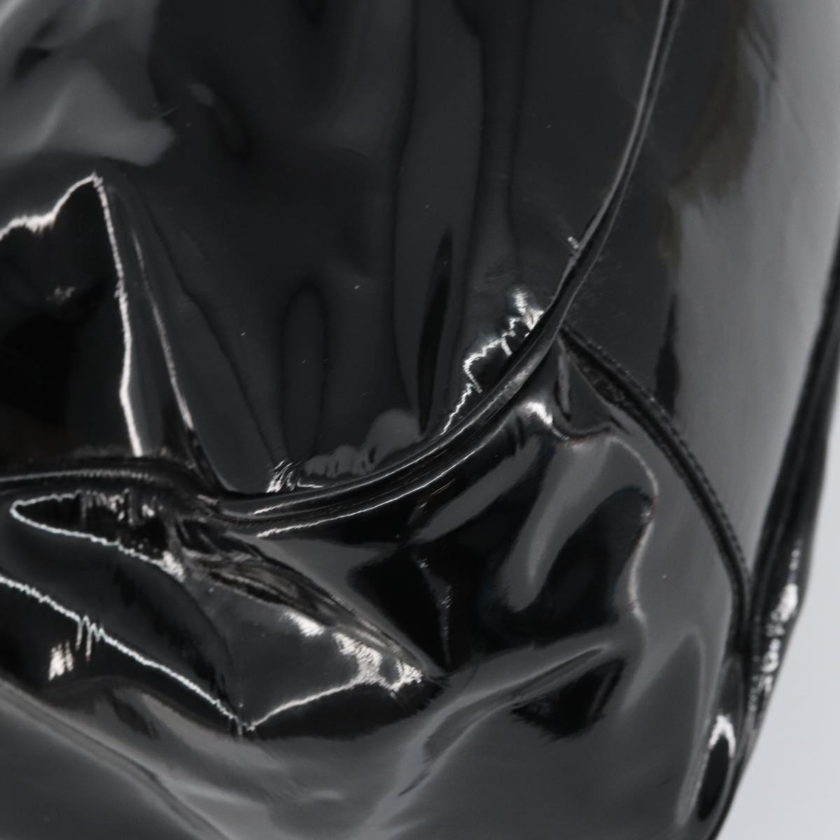 Salvatore Ferragamo Gancini Shoulder Bag Enamel Black Silver Auth BA8687