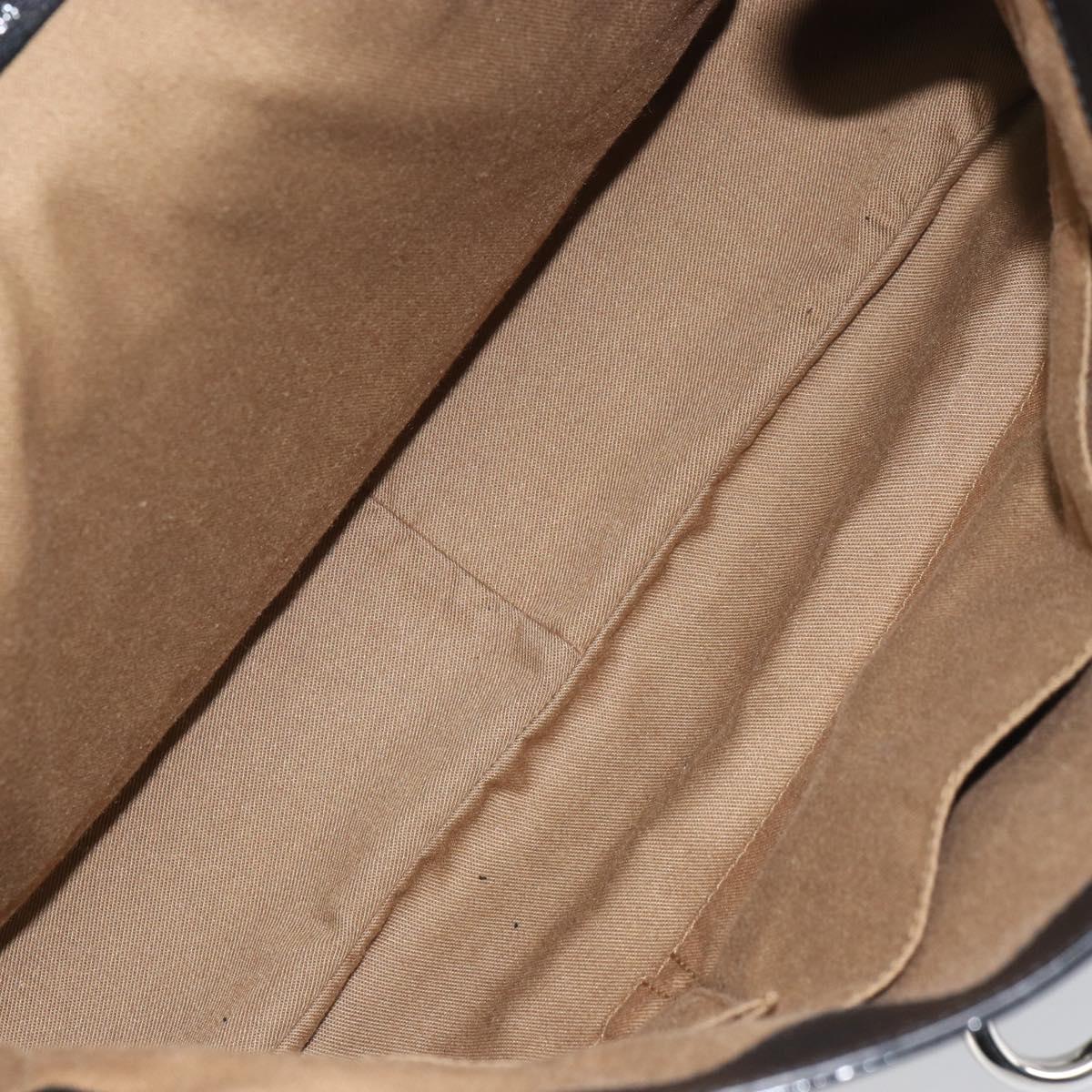 Salvatore Ferragamo Gancini Shoulder Bag Enamel Black Silver Auth BA8687