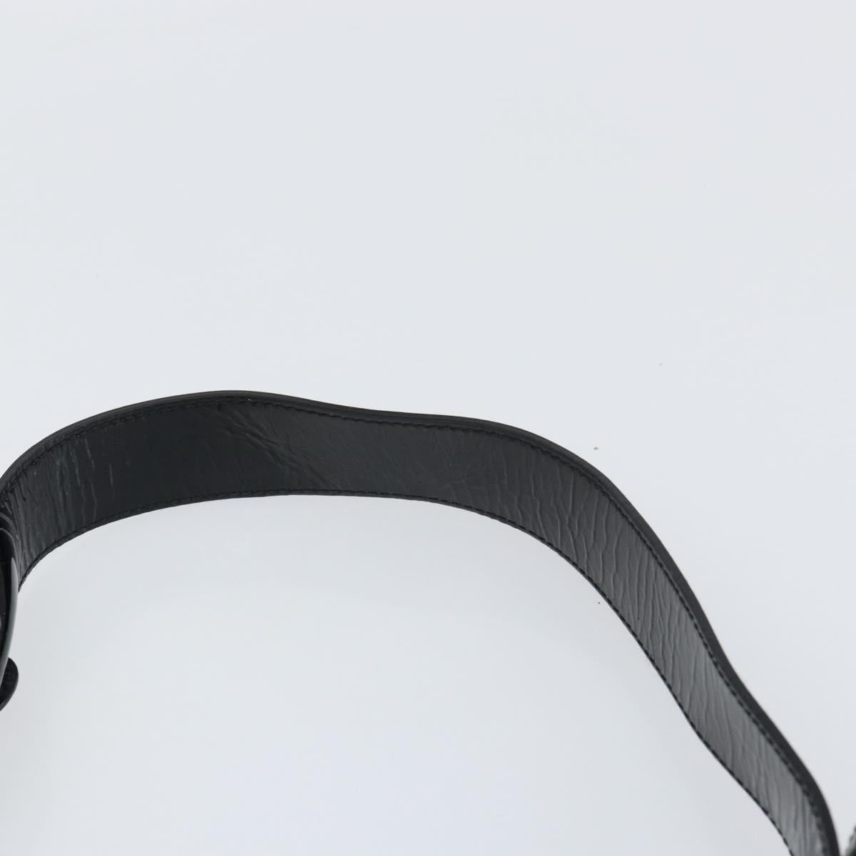 Salvatore Ferragamo Gancini Shoulder Bag Enamel Black Silver Auth BA8687