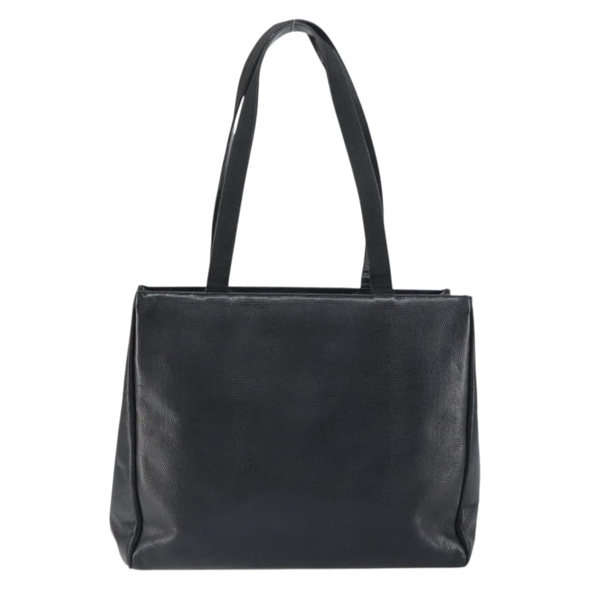 Salvatore Ferragamo Vala Tote Bag Leather Black Gold Auth BA8688