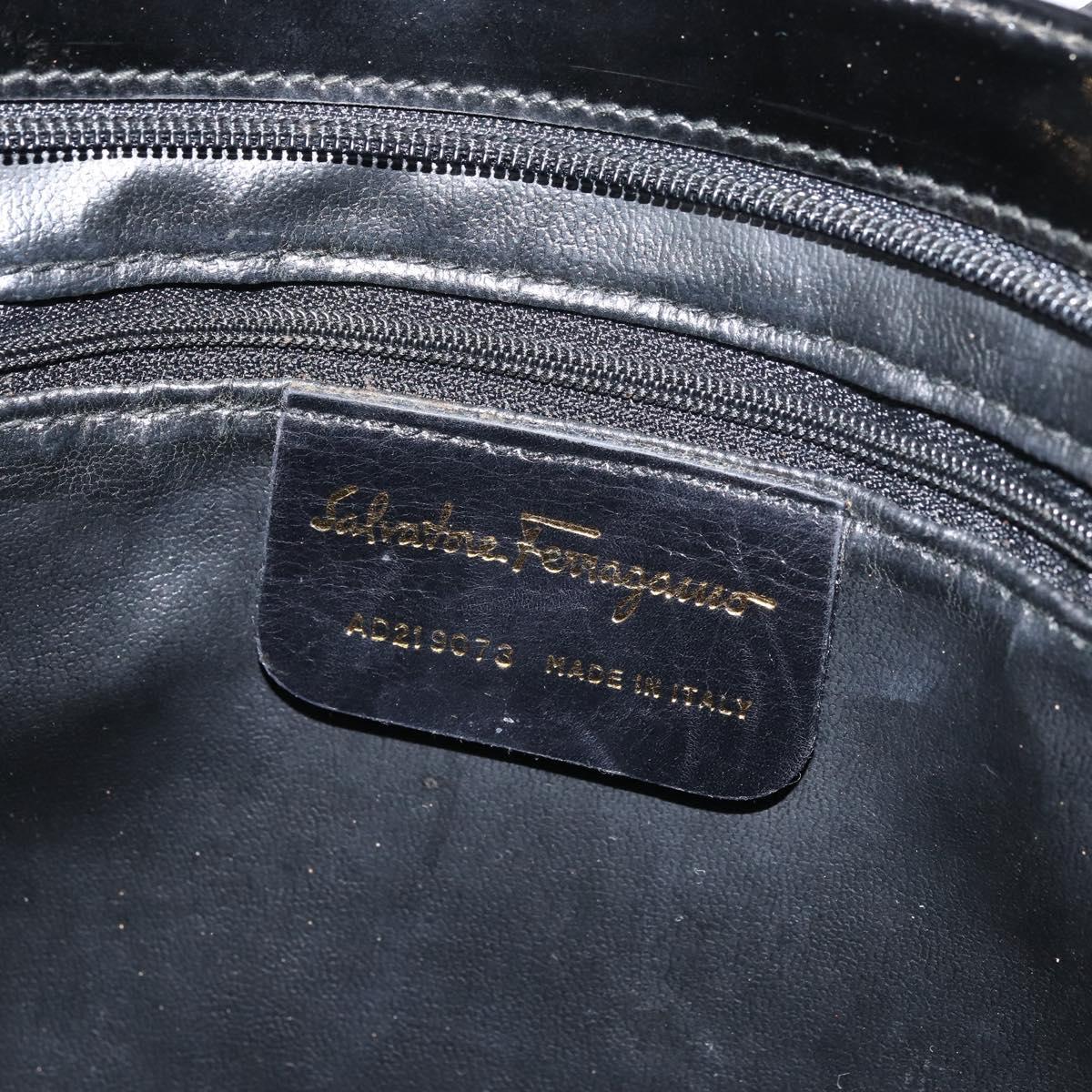 Salvatore Ferragamo Vala Tote Bag Canvas Black Gold Auth BA8689