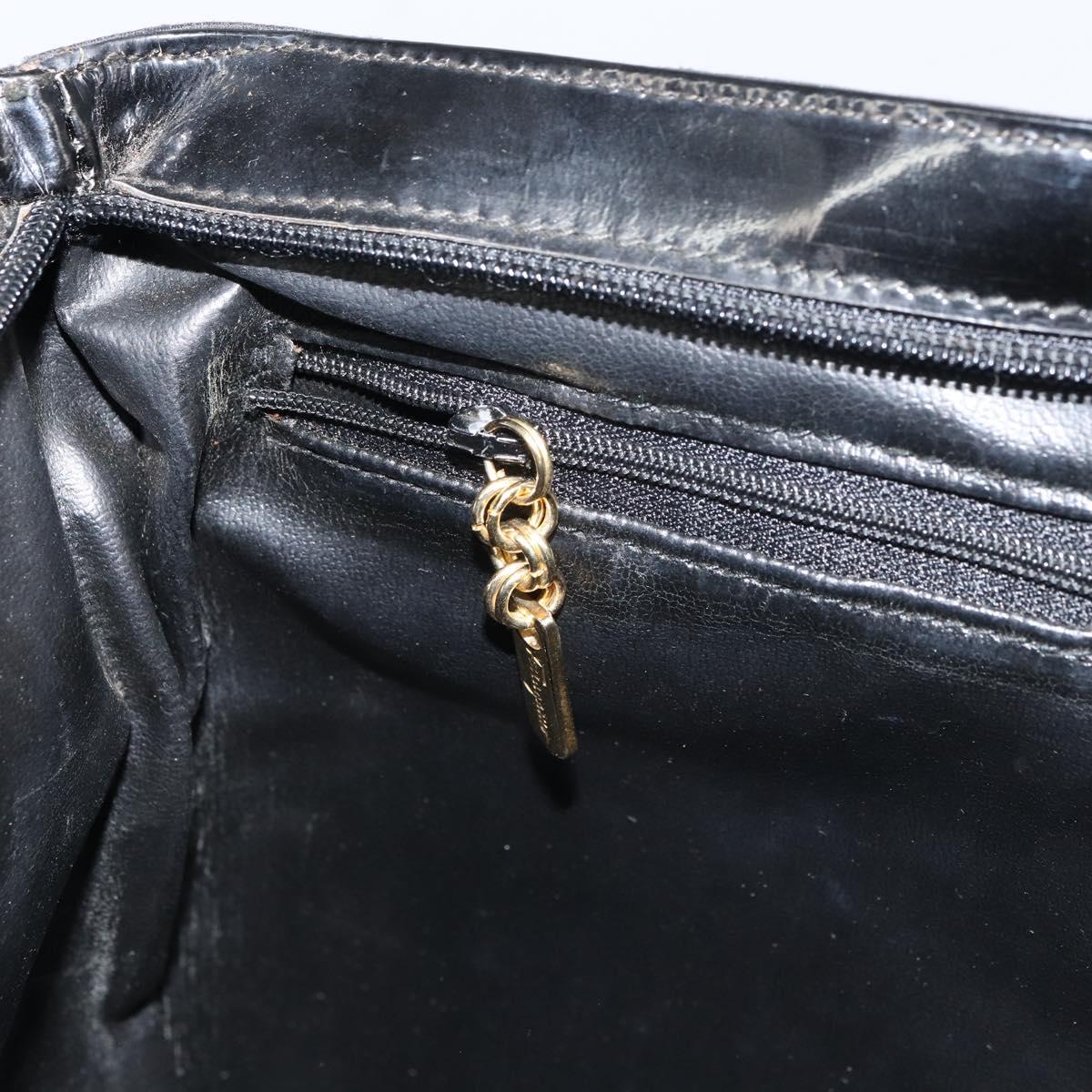 Salvatore Ferragamo Vala Tote Bag Canvas Black Gold Auth BA8689