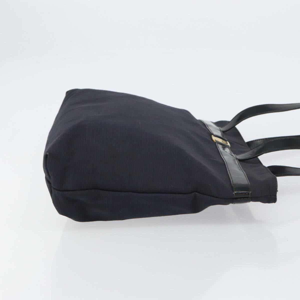 Salvatore Ferragamo Vala Tote Bag Canvas Black Gold Auth BA8689