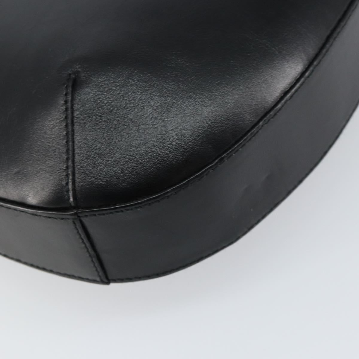 Salvatore Ferragamo Gancini Shoulder Bag Leather Black Gold Auth BA8690