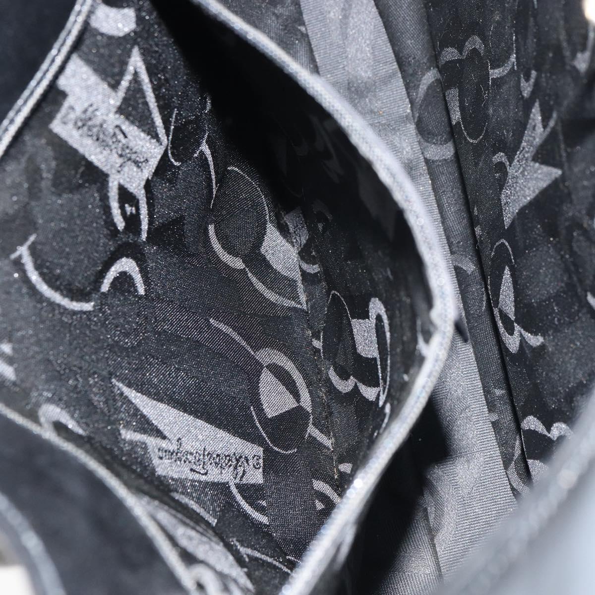 Salvatore Ferragamo Gancini Shoulder Bag Leather Black Gold Auth BA8690