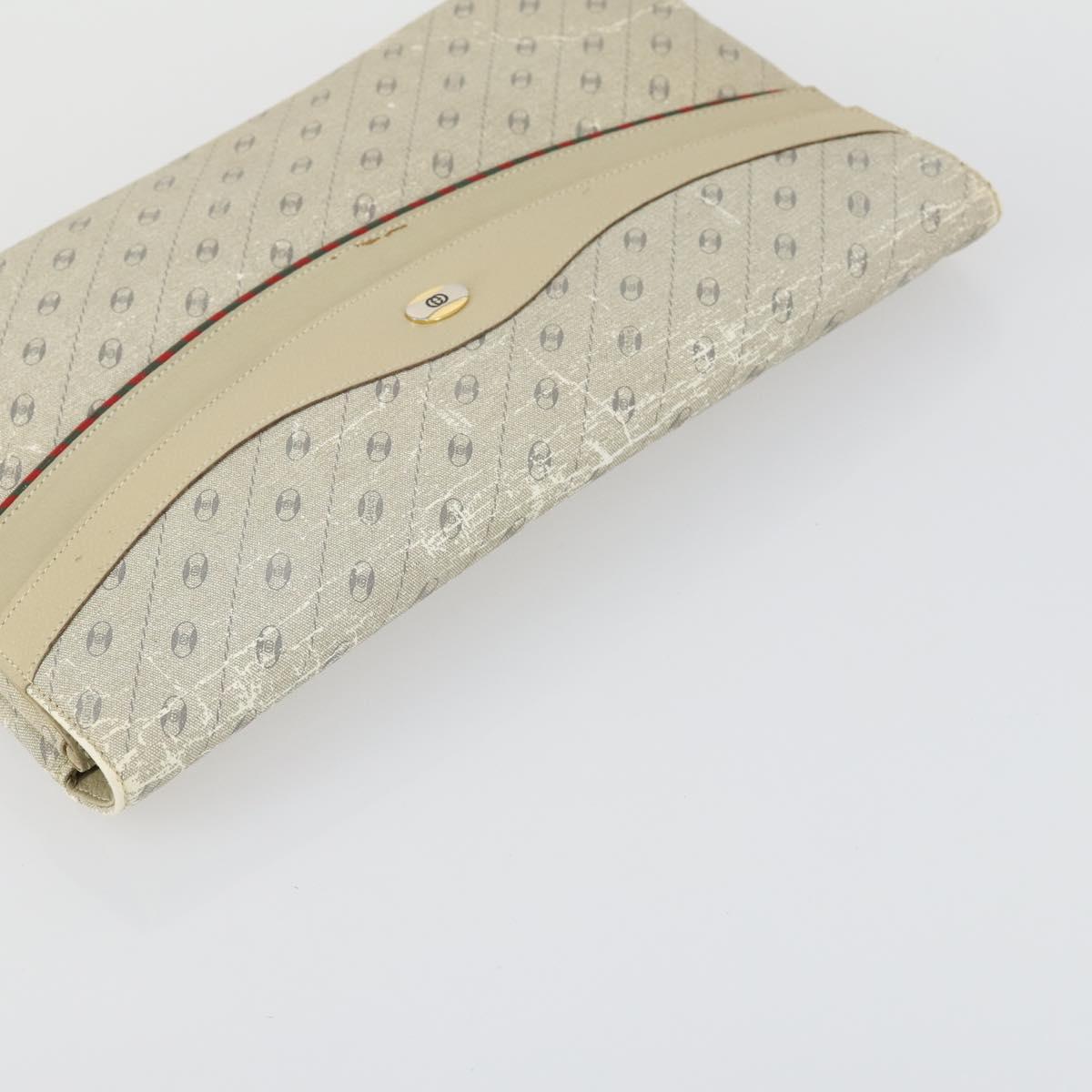 Salvatore Ferragamo Gucci Clutch Hand Bag Canvas PVC 2 Set Beige Auth BA8691