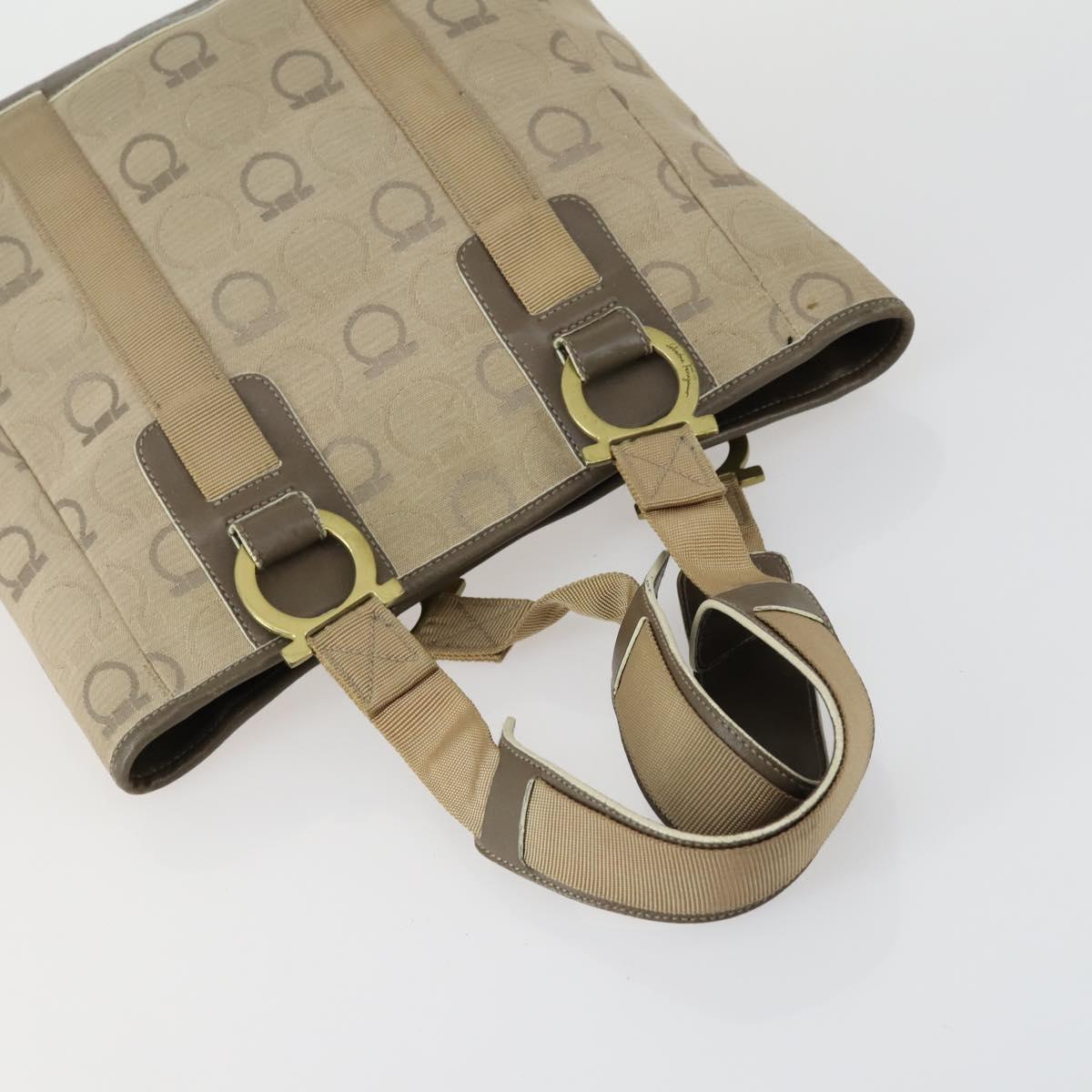 Salvatore Ferragamo Gucci Clutch Hand Bag Canvas PVC 2 Set Beige Auth BA8691