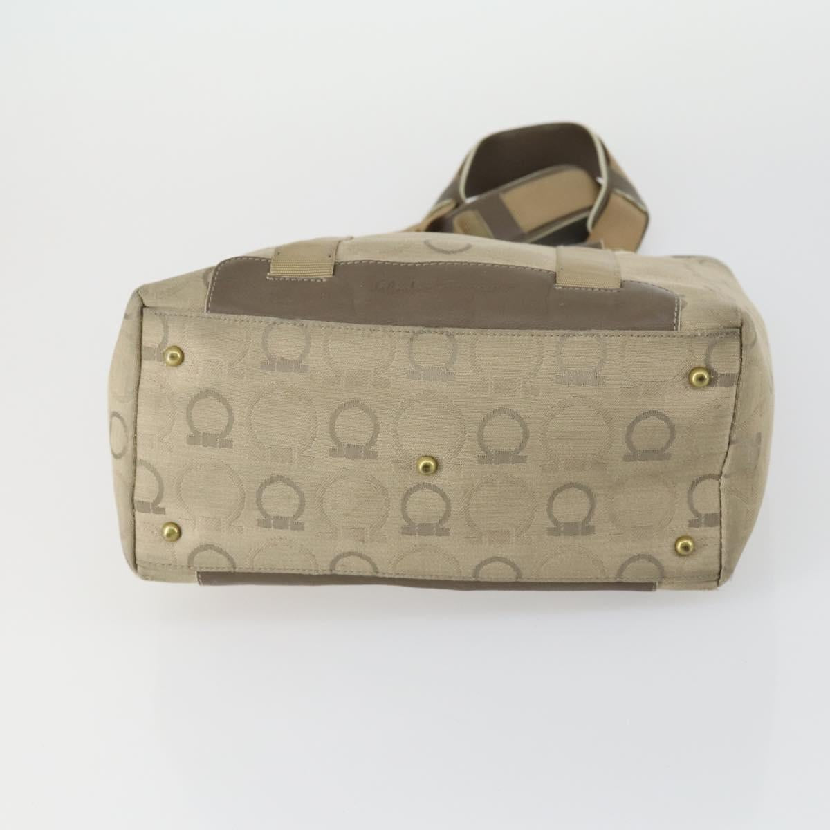 Salvatore Ferragamo Gucci Clutch Hand Bag Canvas PVC 2 Set Beige Auth BA8691