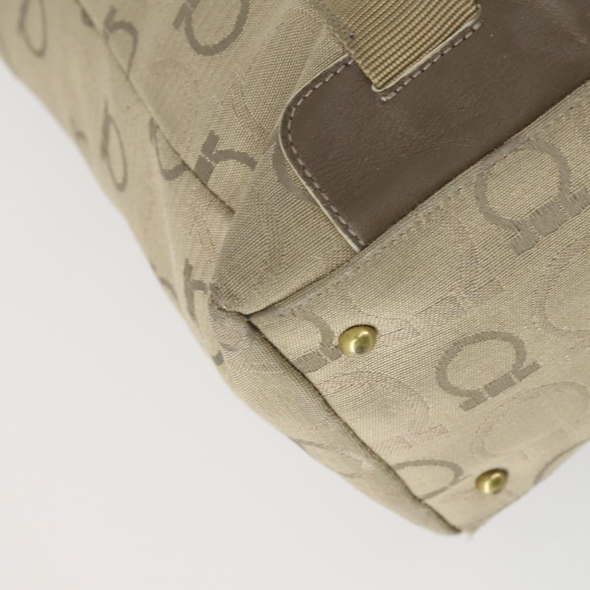 Salvatore Ferragamo Gucci Clutch Hand Bag Canvas PVC 2 Set Beige Auth BA8691