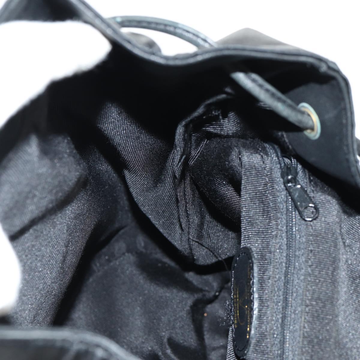 VALENTINO Backpack Nylon Leather Black Gold Auth BA8694