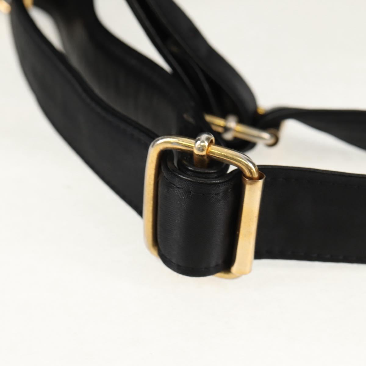 VALENTINO Backpack Nylon Leather Black Gold Auth BA8694