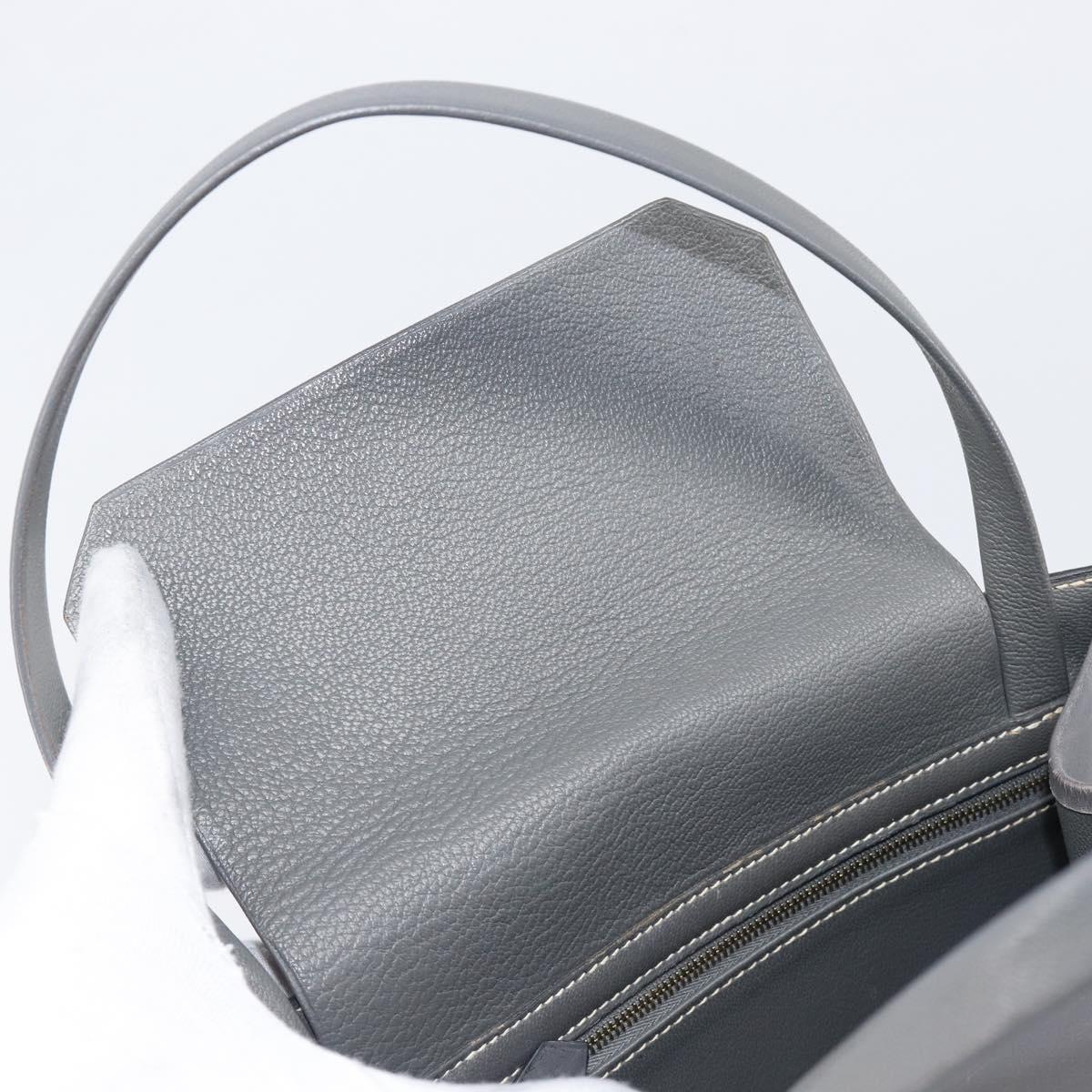 HERMES Lucy PM Hand Bag Leather Gray Auth BA8697