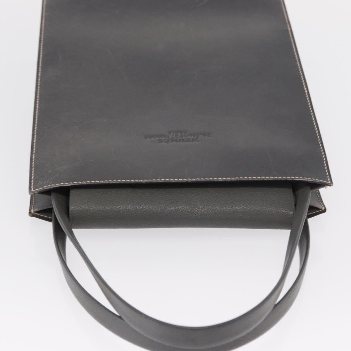 HERMES Lucy PM Hand Bag Leather Gray Auth BA8697