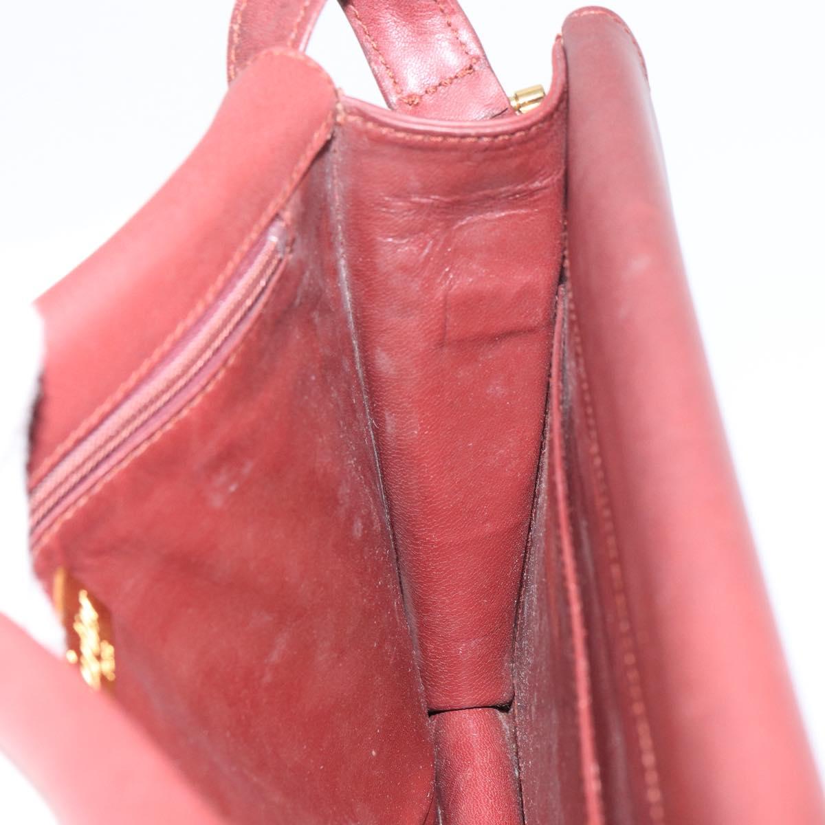 CARTIER Must Line Shoulder Bag Leather Bordeaux Gold Auth BA8699