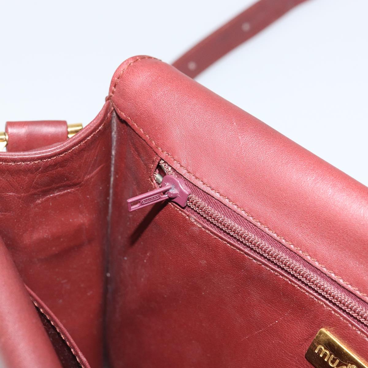 CARTIER Must Line Shoulder Bag Leather Bordeaux Gold Auth BA8699