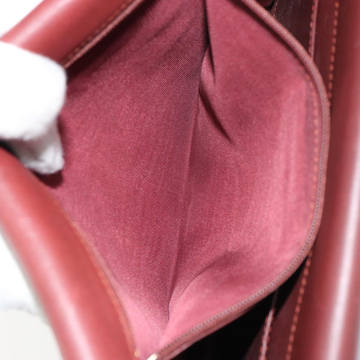 CARTIER Must Line Shoulder Bag Leather Bordeaux Gold Auth BA8699