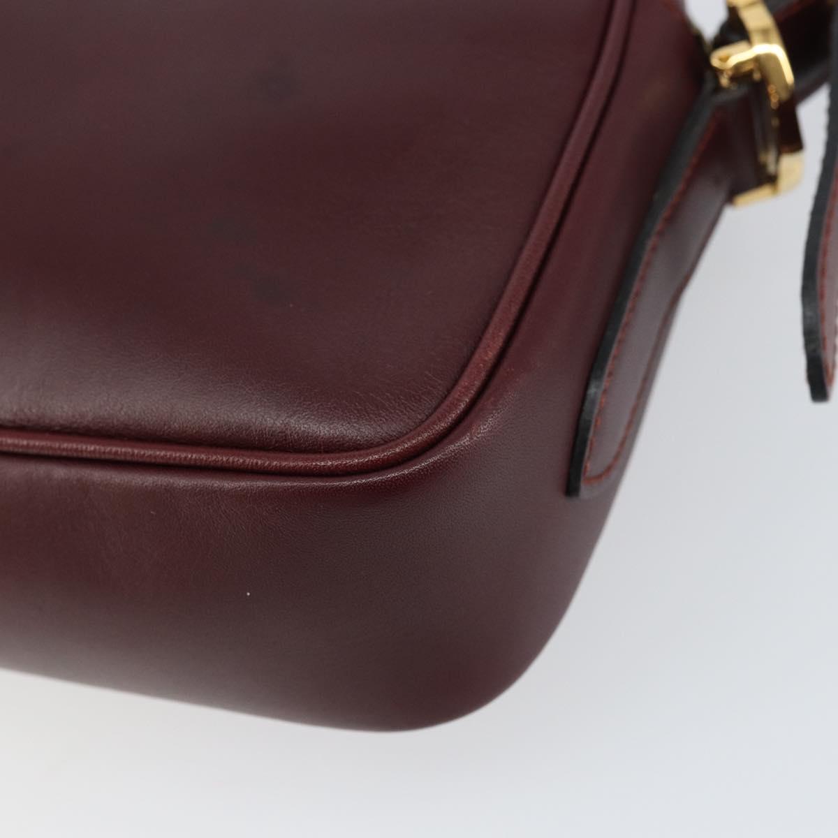CARTIER Must Line Shoulder Bag Leather Bordeaux Gold Auth BA8700