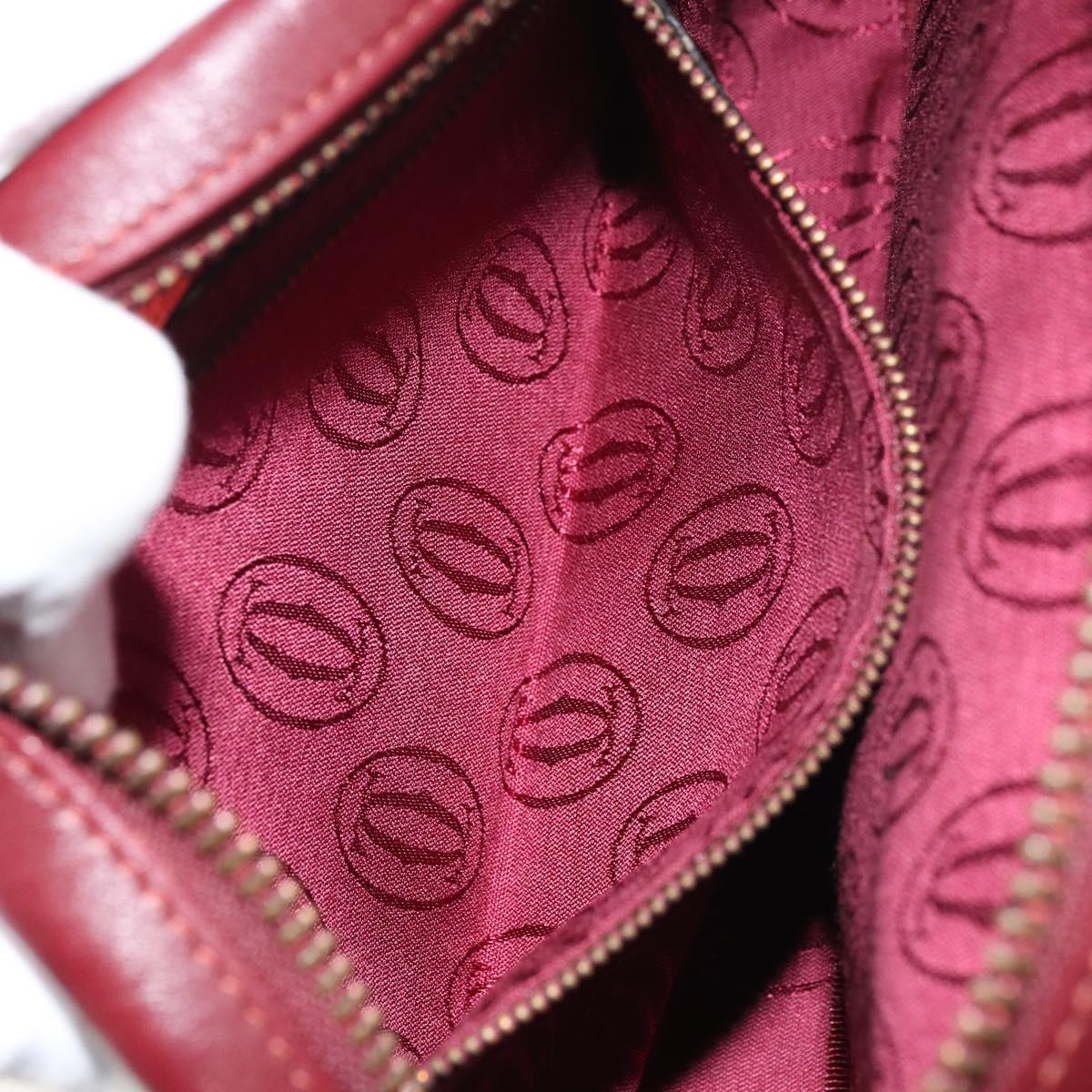 CARTIER Must Line Shoulder Bag Leather Bordeaux Gold Auth BA8700