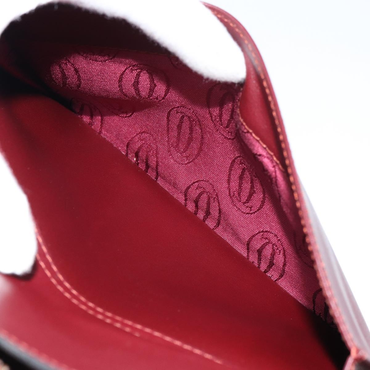 CARTIER Must Line Shoulder Bag Leather Bordeaux Gold Auth BA8700