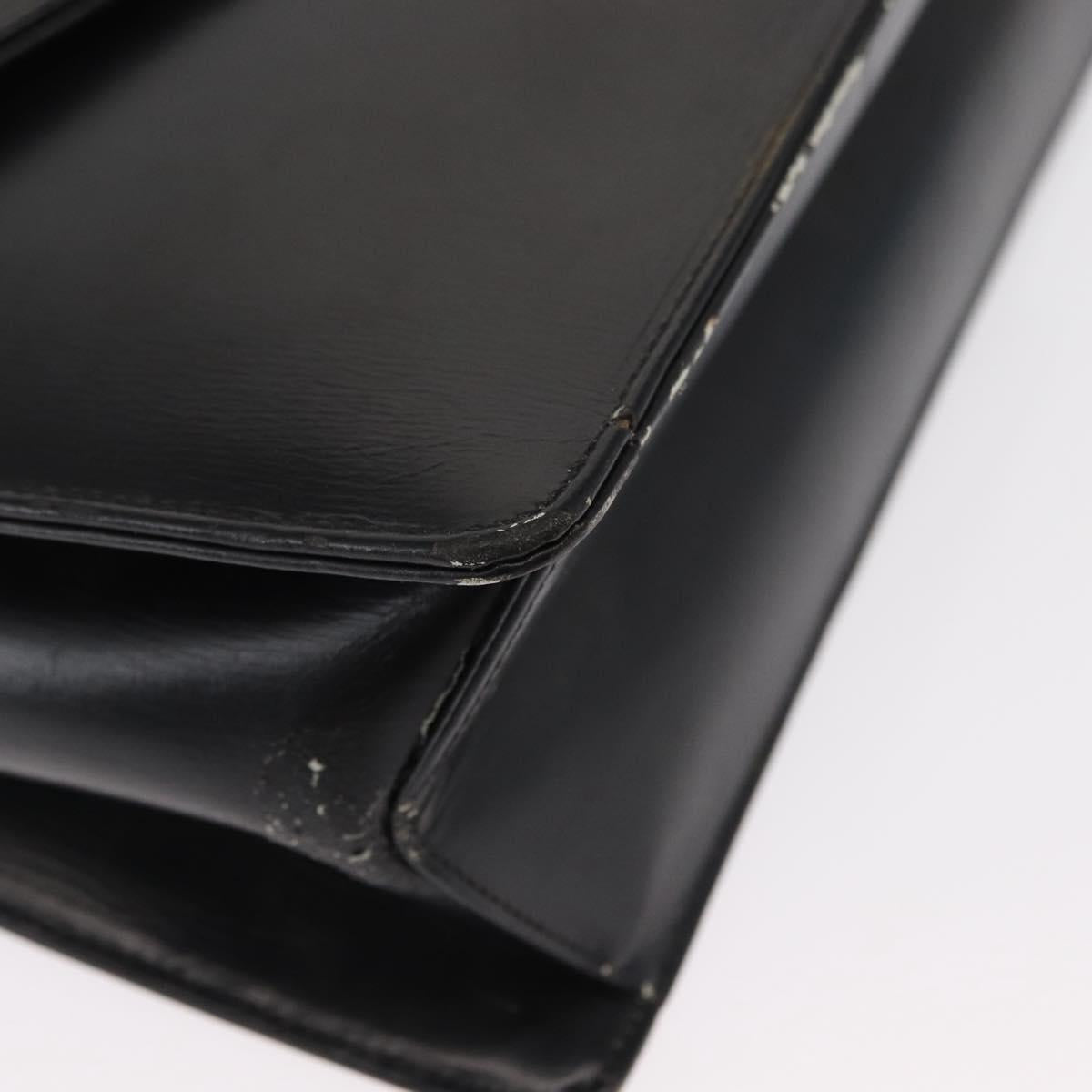 Christian Dior Shoulder Bag Leather Black Gold Auth BA8701