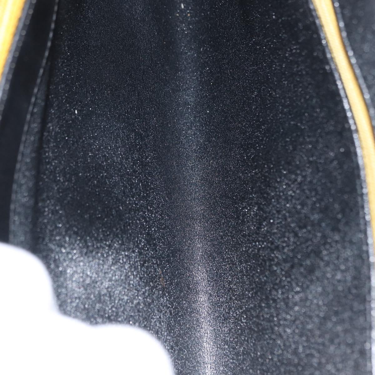Christian Dior Shoulder Bag Leather Black Gold Auth BA8701