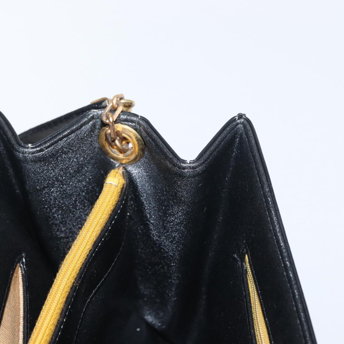 Christian Dior Shoulder Bag Leather Black Gold Auth BA8701