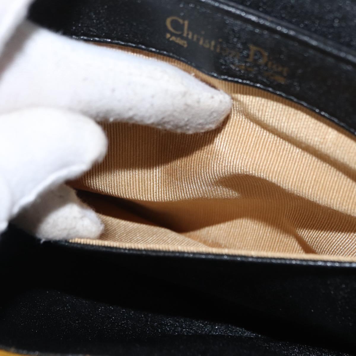 Christian Dior Shoulder Bag Leather Black Gold Auth BA8701