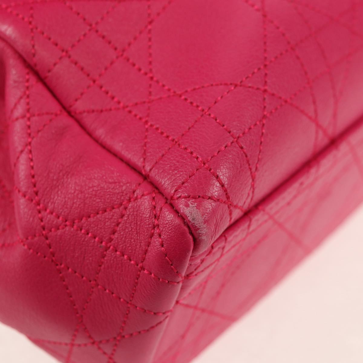 Christian Dior Canage Chain Shoulder Bag Pink Silver Auth BA8702V