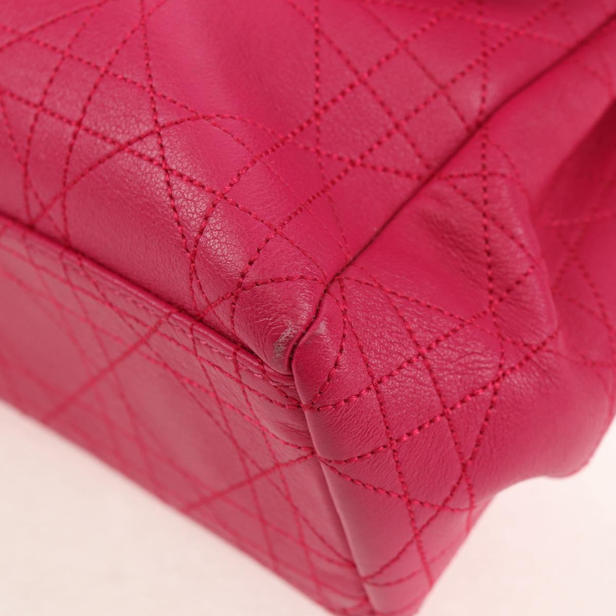 Christian Dior Canage Chain Shoulder Bag Pink Silver Auth BA8702V