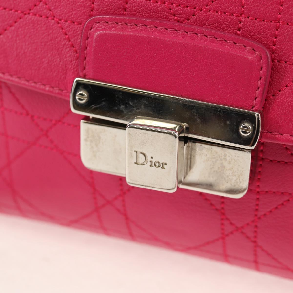 Christian Dior Canage Chain Shoulder Bag Pink Silver Auth BA8702V