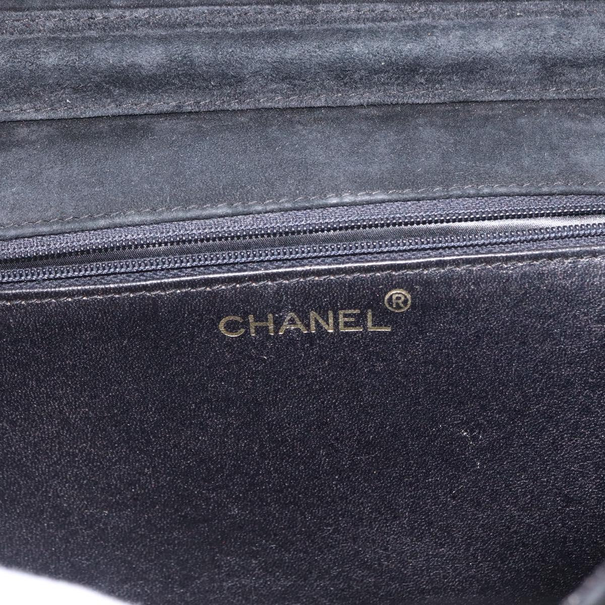 CHANEL Chain Shoulder Bag Suede Black Gold CC Auth BA8703