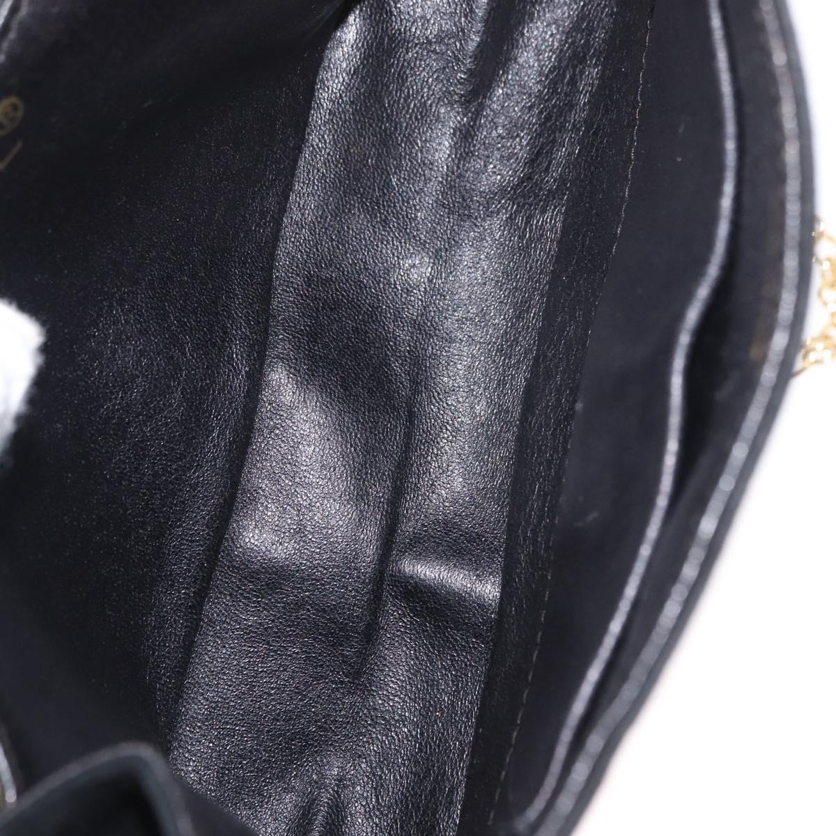 CHANEL Chain Shoulder Bag Suede Black Gold CC Auth BA8703