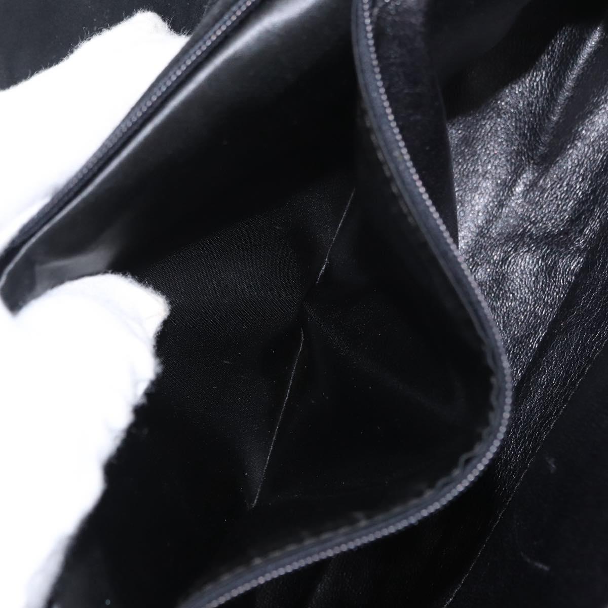 CHANEL Chain Shoulder Bag Suede Black Gold CC Auth BA8703