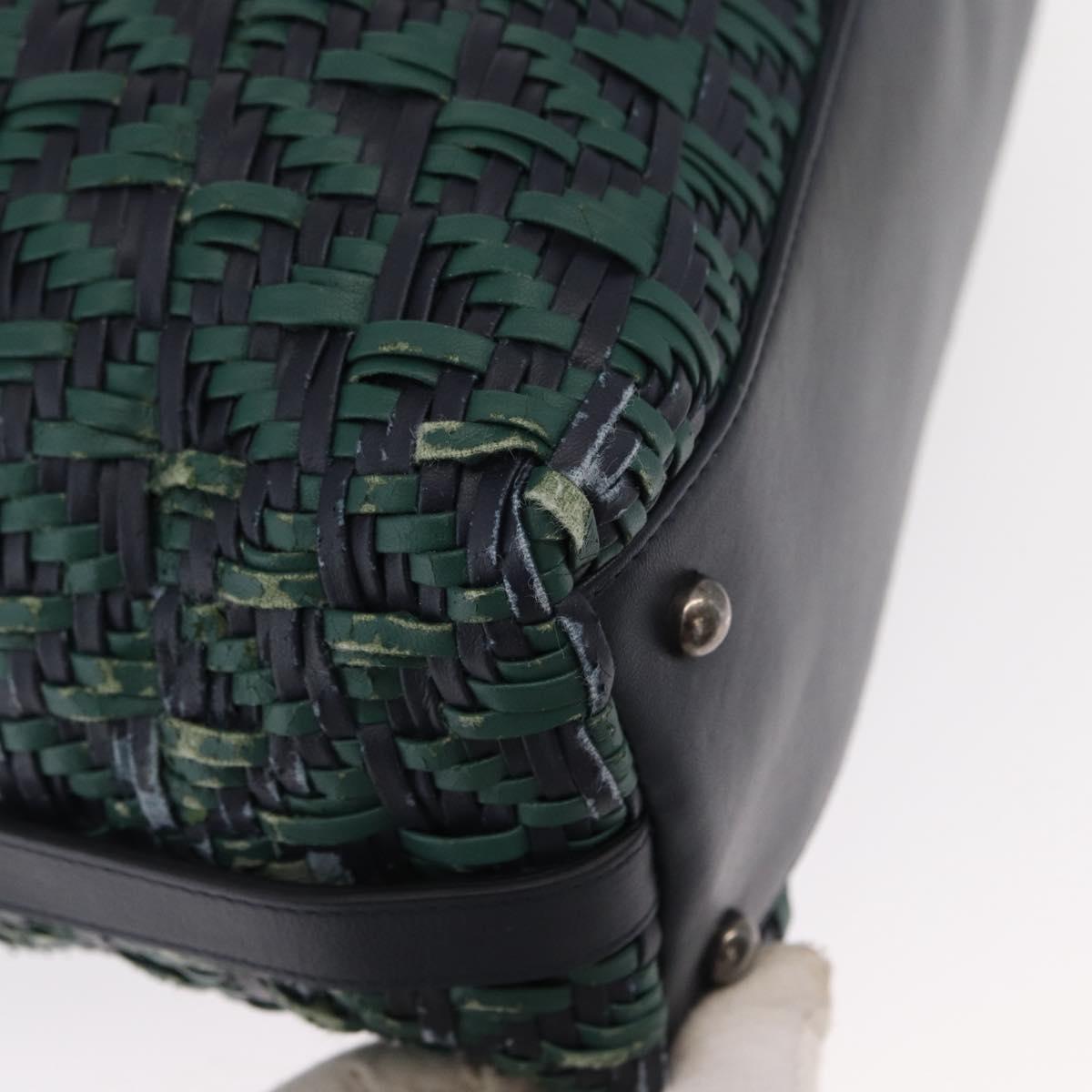 CHANEL Hand Bag Leather 2way Green CC Auth BA8704