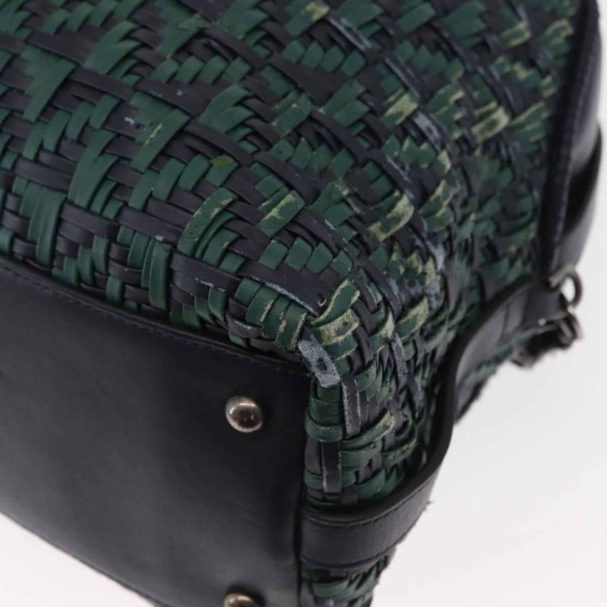 CHANEL Hand Bag Leather 2way Green CC Auth BA8704