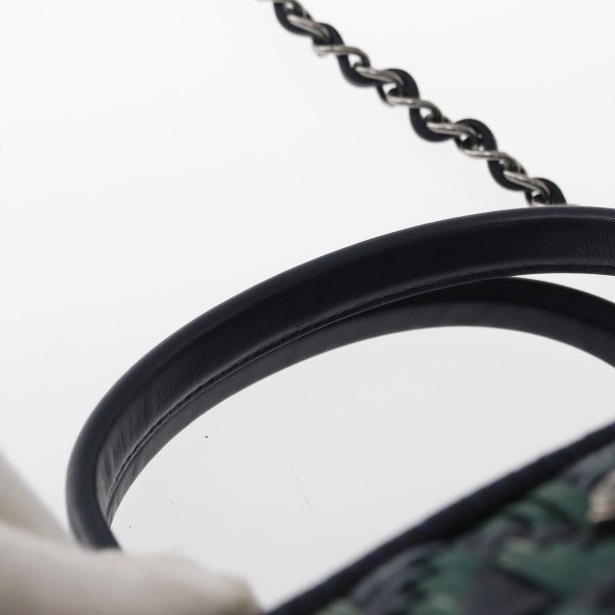 CHANEL Hand Bag Leather 2way Green CC Auth BA8704