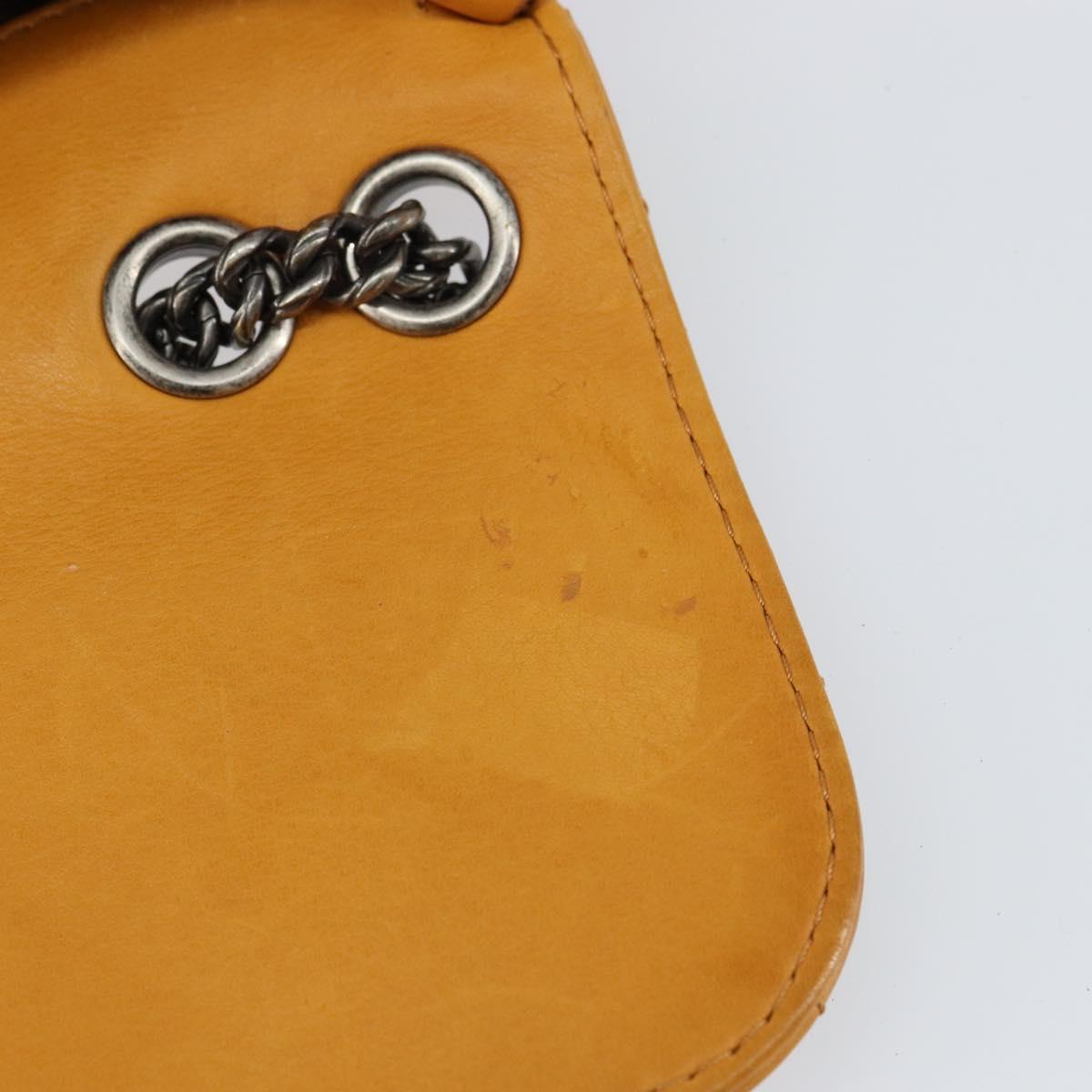 CHANEL Matelasse Chain Shoulder Bag Leather Orange CC Auth BA8705