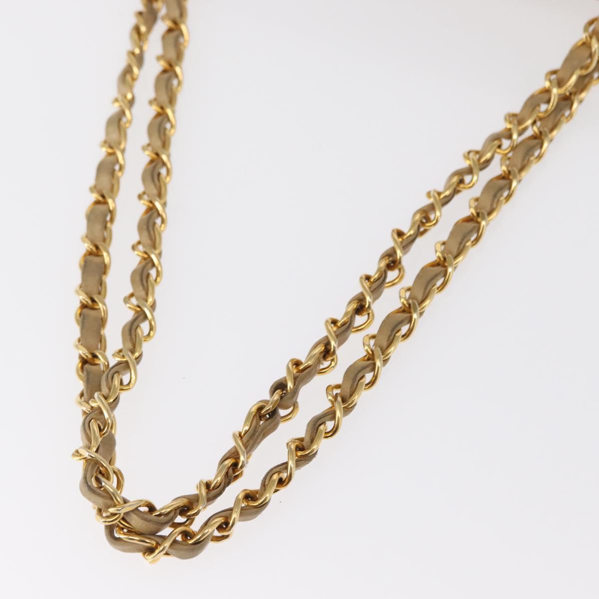 CHANEL Matelasse 25 Chain Shoulder Bag Lamb Skin Beige Gold CC Auth BA8707