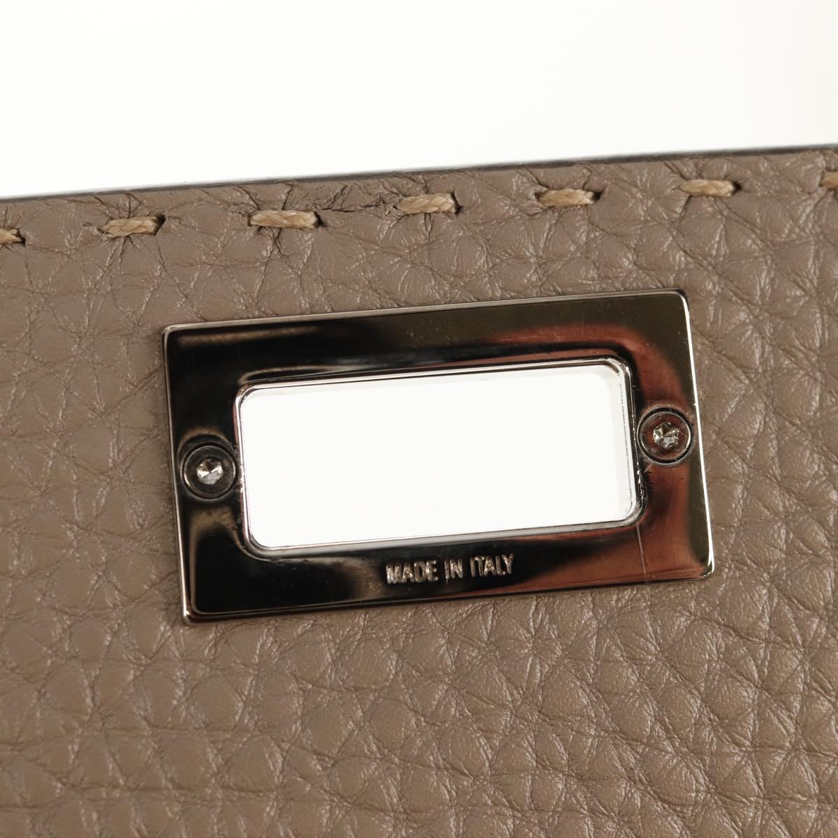 FENDI Seleria Peek A Boo Long Wallet Leather Beige Silver Auth BA8709V