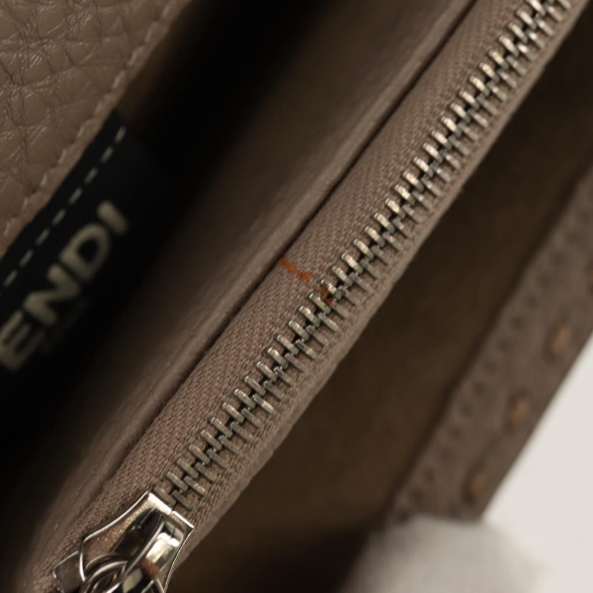 FENDI Seleria Peek A Boo Long Wallet Leather Beige Silver Auth BA8709V