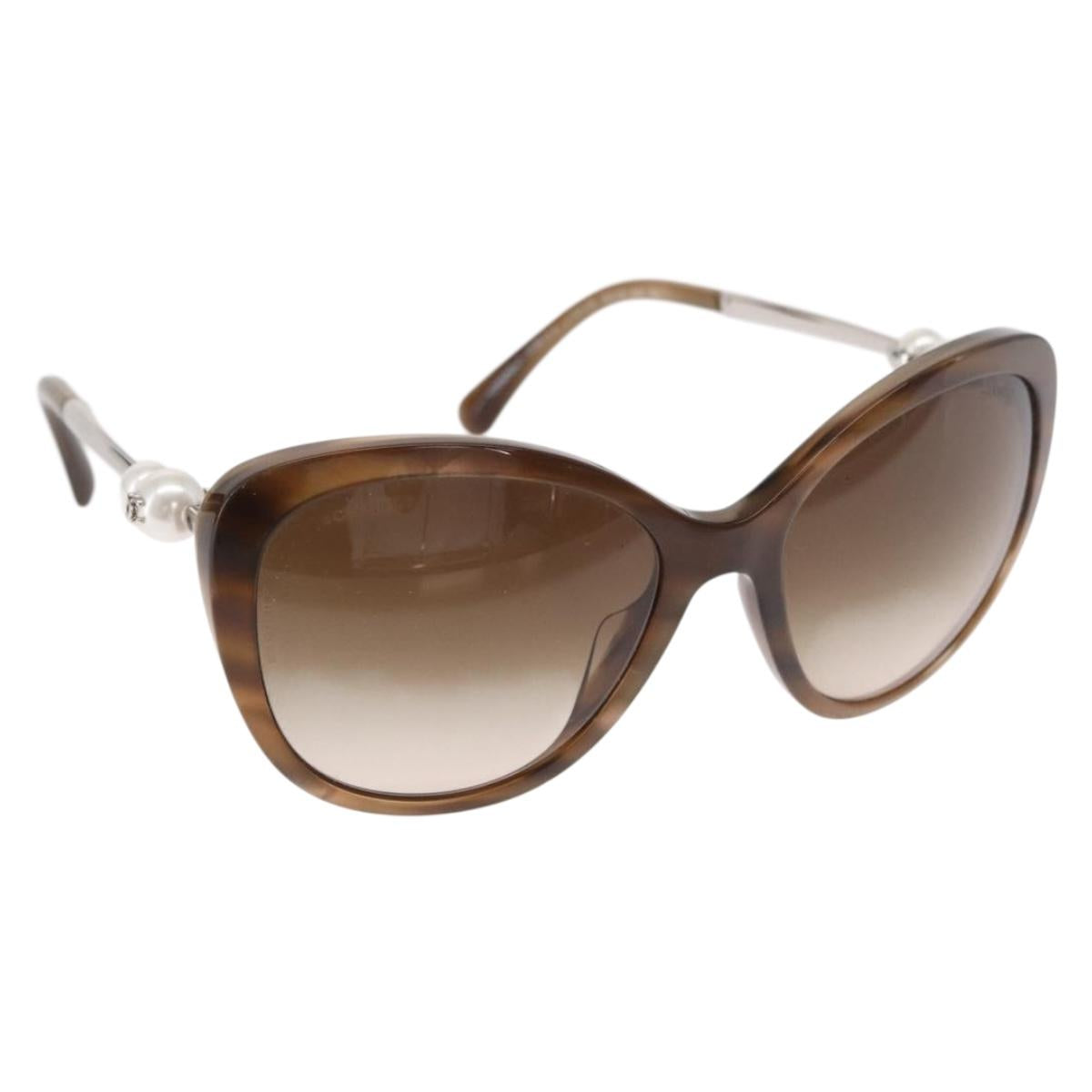 CHANEL Sunglasses plastic Brown CC Auth BA8711V